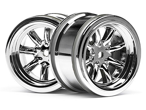 Vintage 8 Spoke Wheel 31mm Shiny Chrome 6mm Offset 2pcs (HPI-3812) (  )