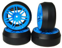 YeahRacing Spec D Type-X Drift Tire on 14-Spoke Blue 6 Offset & 3 Degree 4pcs (  )