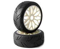 HobbySoul 1/8th On-Road Slick Tyres on White Wheels 2pcs (  )