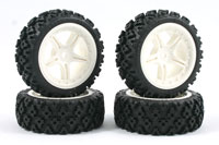 Rally Block Mounted on White 5-Spoke Wheels 4pcs (  )