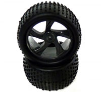  Tire and Black Rim for Truggy 1/18 2pcs (Hi28653)