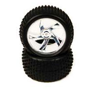  Himoto Tire and Chrome Rim for Truggy 1/18 2pcs (Hi28653V)
