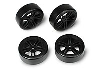 E4D Drift Car Mounted Tire 5 Spoke Black Baked Coating 4pcs