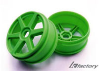 Special 1/8 Buggy No-Slots Wheel 6-Spoke Hex17mm Green 2pcs (  )