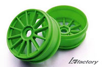 Special 1/8 Buggy No-Slots Wheel 12-Spoke Hex17mm Green 2pcs (  )