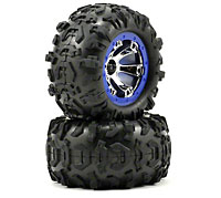 Pre-Mounted Canyon AT 2.2 Tires on Geode Beadlock Style Wheels Chrome/Blue 1/16 2pcs (  )