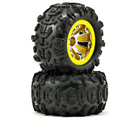 Pre-Mounted Canyon AT 2.2 Tires on Geode Beadlock Style Wheels Chrome/Yellow 1/16 2pcs (  )