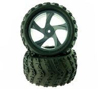 Tire and Black Rim for Monster Truck 1/18 2pcs