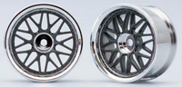 Yokomo 10-Spoke Mesh Chrome Wheels Gun Metallic 4mm Offset 2pcs (  )