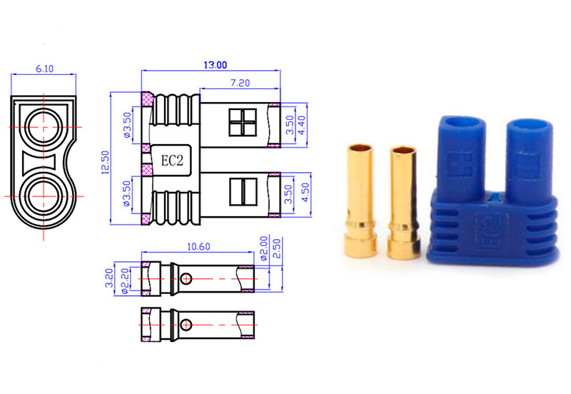 Коннекторы разъемы Amass EC2 Banana Connector Male/Female 2mm EC2-F+EC2-M (AM-EC2) (нажмите для увеличения)