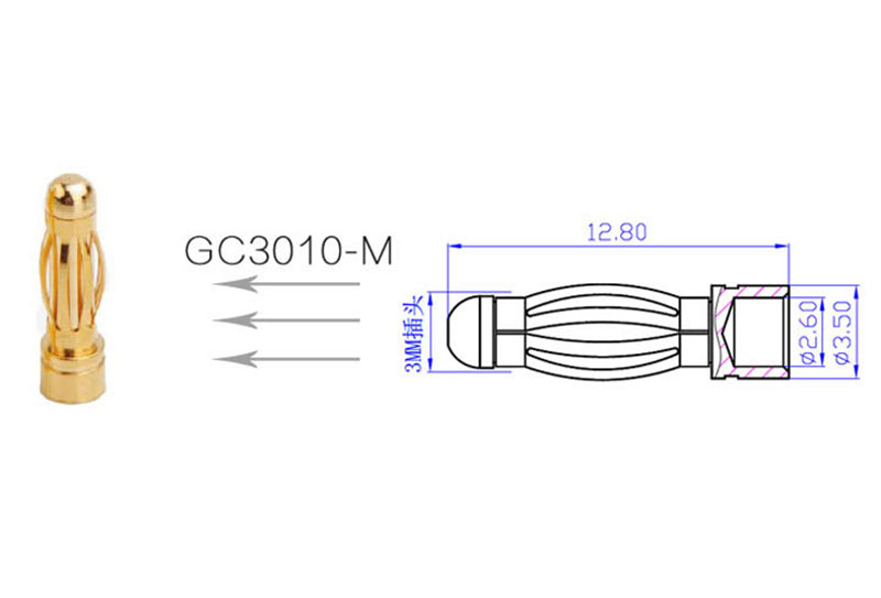 Разъемы коннекторы-бананы Amass Gold Banana Plug Connector 3mm Male+Female GC3010-M+GC3010-F (AM-1001B) (нажмите для увеличения)