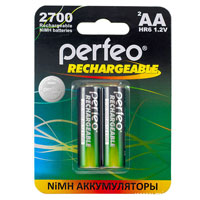 Perfeo NiMh AA HR6 1.2V 2700mAh Re-Chargeable Battery 2pcs